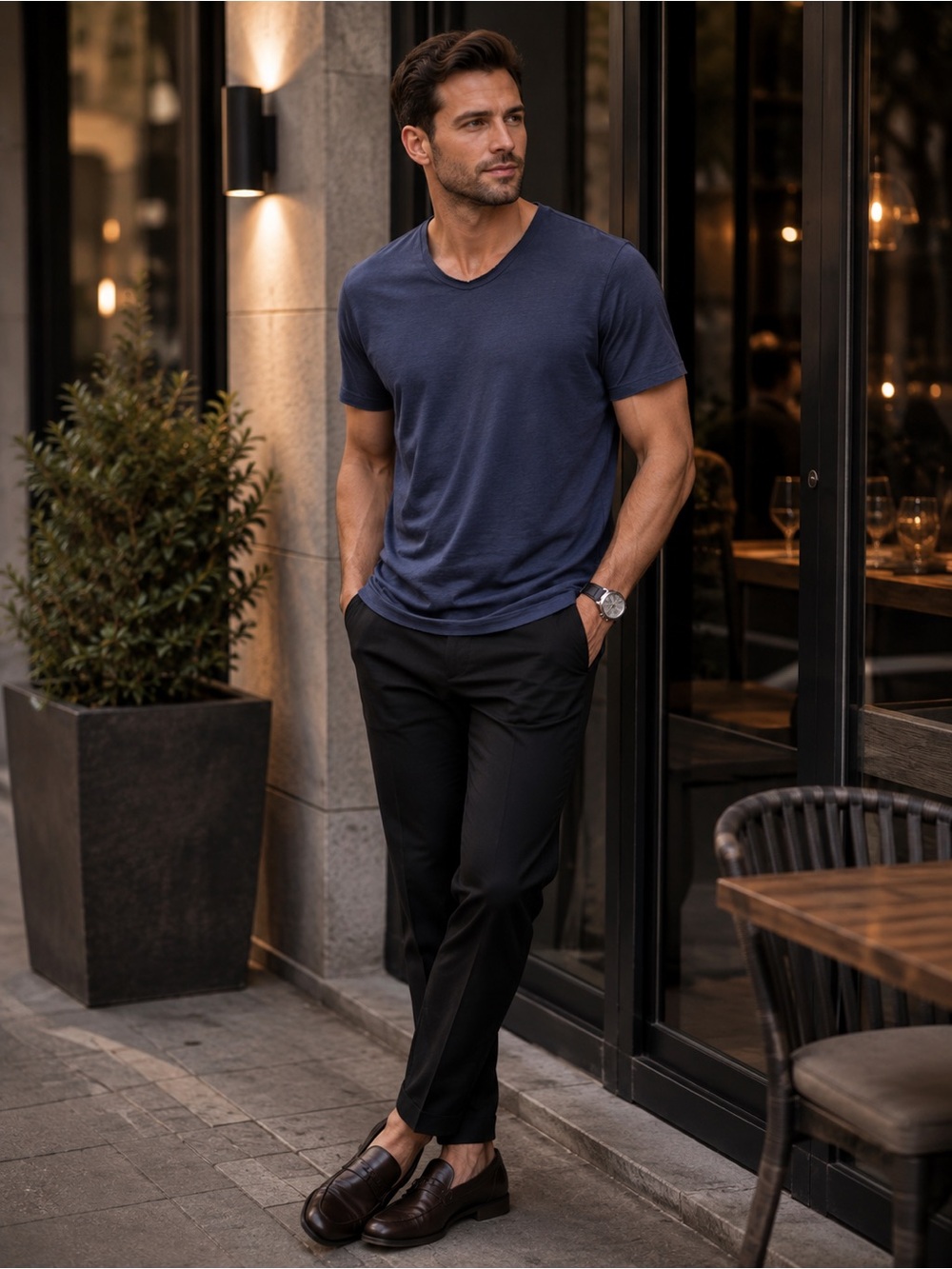 NWT Bayrue Myron Slim Fit Cotton Tee Raw Edge Premium Basic